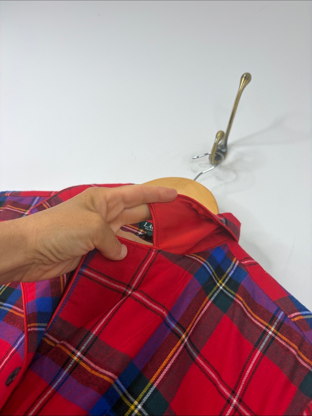 Lauren Ralph Lauren Pajamas Womens Large Red Tartan Plaid Cotton Flannel PJs - Picture 5 of 15